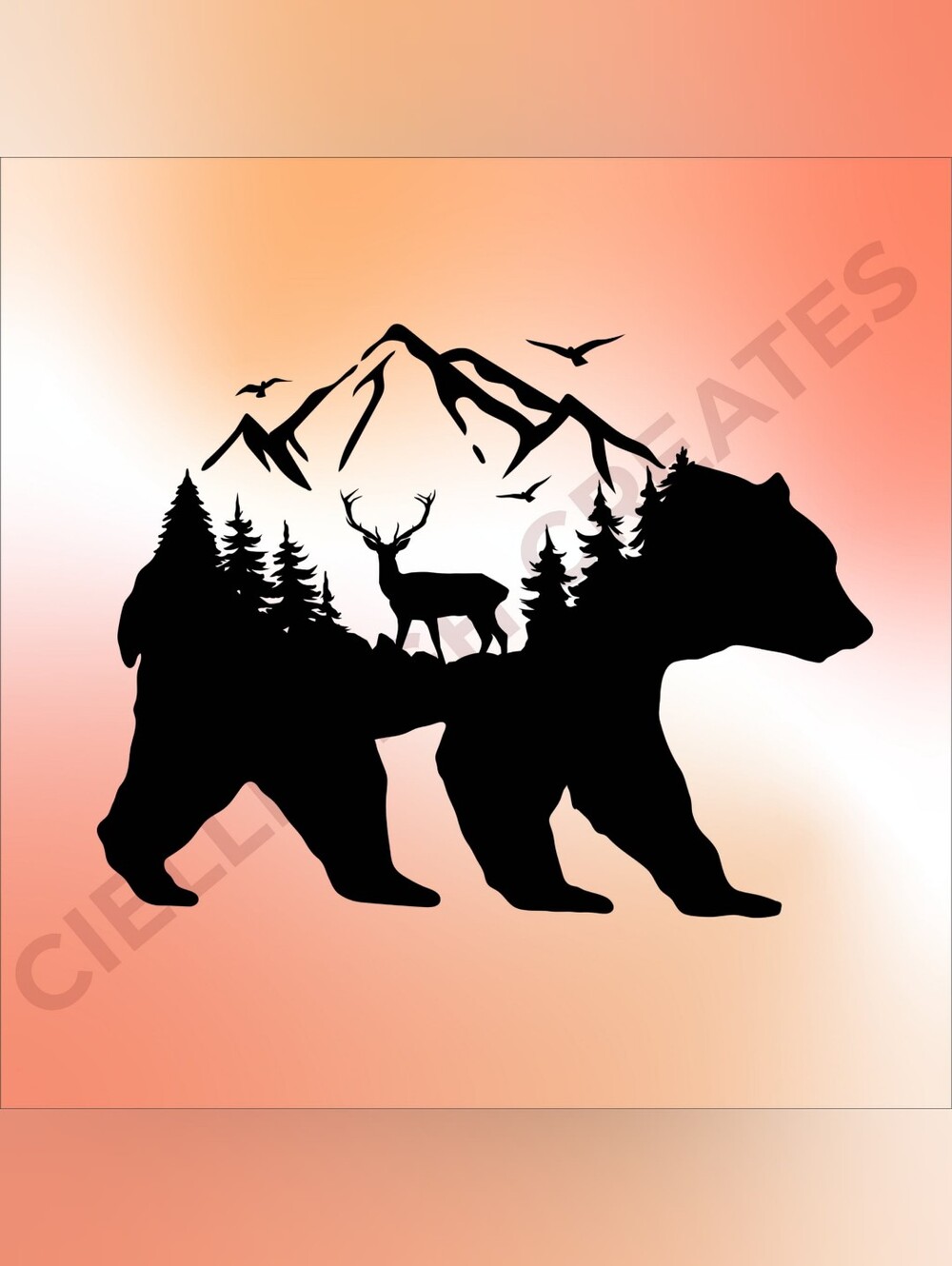 *2 For $20* Bear Mountains Deer Forest  Handcrafted Vinyl Decal Sticker